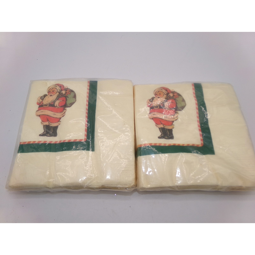 Vintage Hallmark Christmas Santa Claus Paper Napkins original packaging lot two